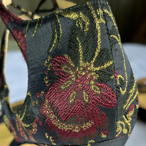 Antonio Melani Navy Blue Satin Floral/Multicolor Heels - Picture 6 of 9